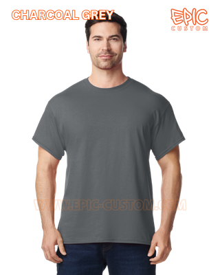 Custom printed premium cotton t-shirt colour charcoal grey