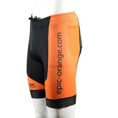 Epic Premium custom endurance triathlon shorts left side view with fast-wicking quick-dry performance fabric.