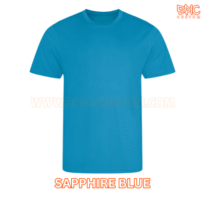 Custom printed sports t-shirt colour sapphire blue