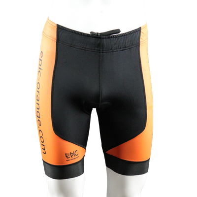 Epic Premium custom endurance triathlon shorts front view with lightweight compression fabric and endurance-specific race fit.
