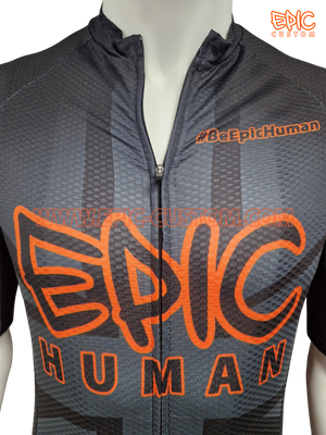 Custom printed WorldTour WAFFLE Aero cycle jersey with quality YKK zipper shown unzipped.