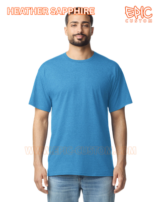 Custom printed event t-shirt colour heather sapphire blue