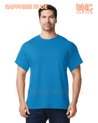 Custom printed premium cotton t-shirt colour sapphire blue