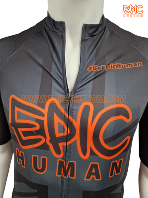 Custom printed EuroPro WAFFLE Aero cycle jersey featuring premium YKK zipper opening detail.