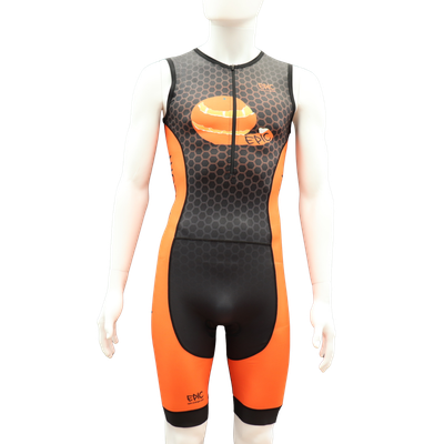 Epic Premium custom endurance triathlon suit front view with lightweight compression fabric and quick-dry performance fit.