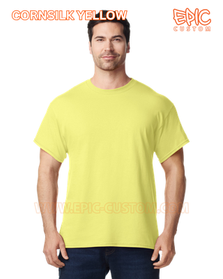 Custom printed premium cotton t-shirt colour cornsilk yellow