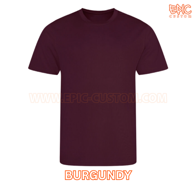 Custom printed sports t-shirt colour burgundy
