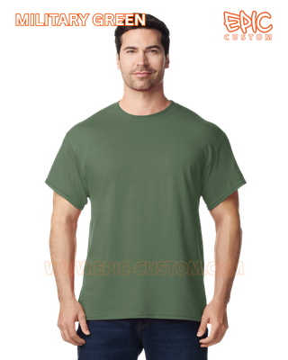 Custom printed premium cotton t-shirt colour military green
