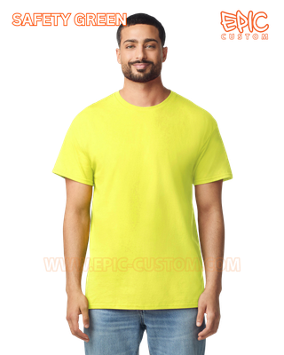 Custom printed event t-shirt colour safety green