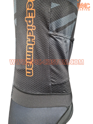 Custom printed WorldTour WAFFLE Aero cycle jersey side panel with MARC gripper waist for secure fit.