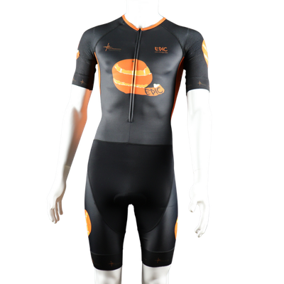 Epic Premium custom short sleeve triathlon WAFFLE speedsuit front view with aerodynamic fit and lightweight compression fabric.