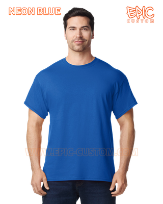 Custom printed premium cotton t-shirt colour neon blue