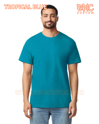 Custom printed event t-shirt colour tropical blue