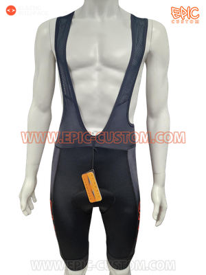 Custom printed EuroPro WAFFLE bib shorts front view with premium performance fabric and supportive cycling fit.