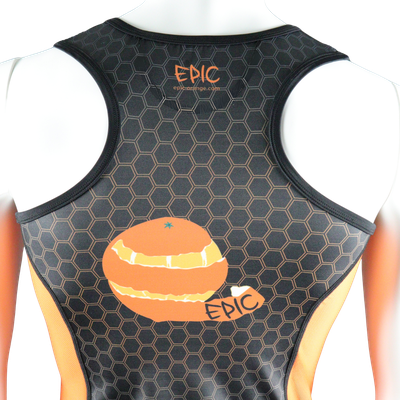 Epic Premium custom endurance triathlon top rear shoulder detail with lightweight breathable performance fabric and endurance fit.