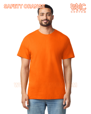 Custom printed event t-shirt colour safety orange