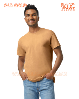 Custom printed premium cotton t-shirt colour old gold