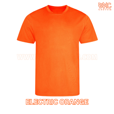 Custom printed sports t-shirt colour electric orange