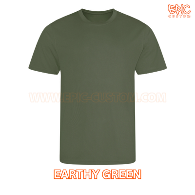 Custom printed sports t-shirt colour earthy green