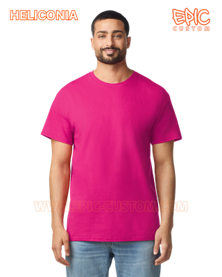 Custom printed event t-shirt colour heliconia pink