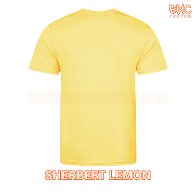 Custom printed sports t-shirt colour sherbet lemon