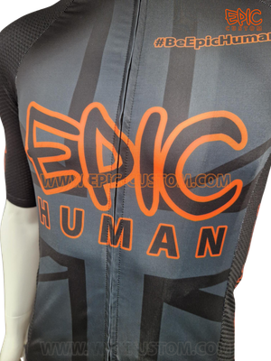 Custom printed EuroPro WAFFLE Aero cycle jersey showing premium panel alignment and garment construction.