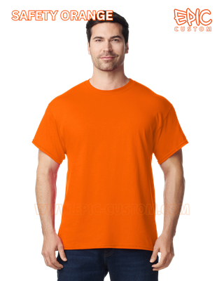 Custom printed premium cotton t-shirt colour safety orange