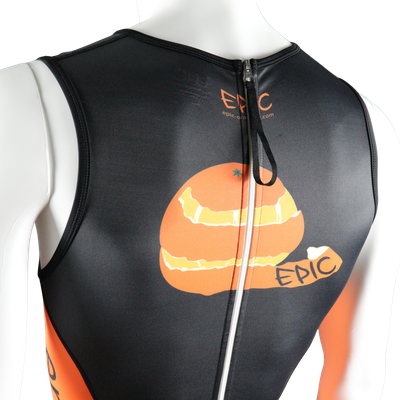 Epic Premium custom youth triathlon suit rear zip detail with puller for easy transitions and secure race fit.