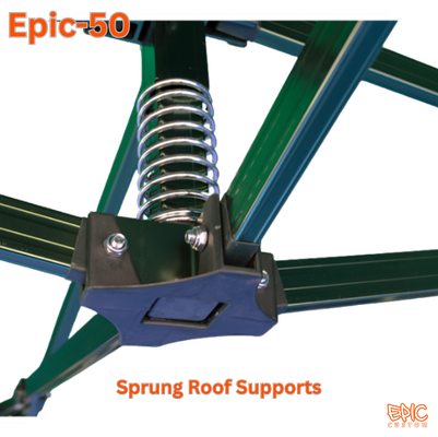 Epic 50 gazebo frame sprung central roof supports designed for easy deployment and smooth operation.