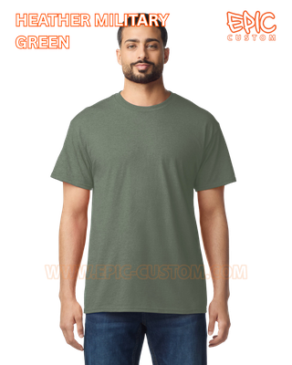 Custom printed premium cotton t-shirt colour heather military green