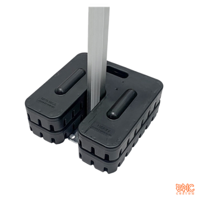 Epic Custom 12kg interlocking rubber gazebo leg weight plates fitted to aluminium frame for added stability