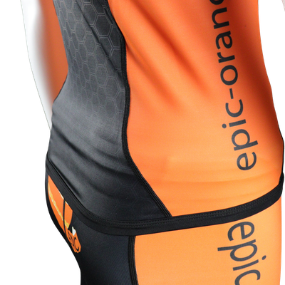 Epic Premium custom sprint triathlon top side panel detail with quick-dry fabric and fully custom printed design.
