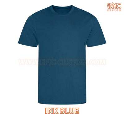 Custom printed sports t-shirt colour ink blue