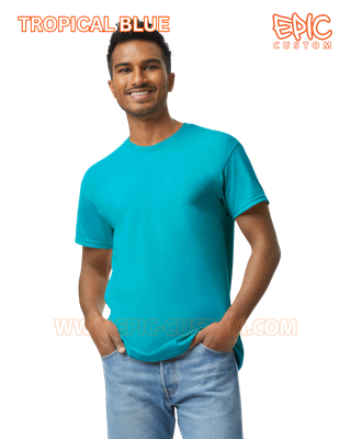 Custom printed premium cotton t-shirt colour tropical blue