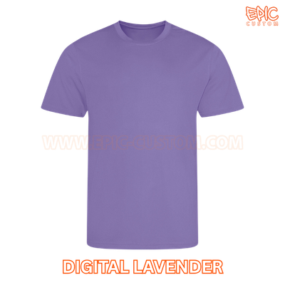 Custom printed youth sports t-shirt colour digital lavender