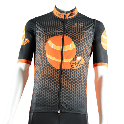 Custom printed unisex cycle gilet front view with lightweight performance fabric and premium cycling fit.