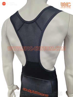 Custom printed EuroPro WAFFLE bib shorts mesh upper detail showing lightweight breathable bib construction.