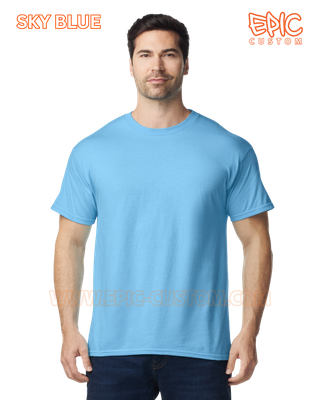 Custom printed premium cotton t-shirt colour sky blue