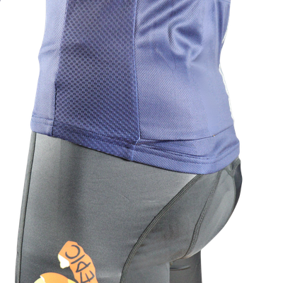 Custom printed classic long sleeve cycle jersey drop tail gripper waist for secure cycling fit.