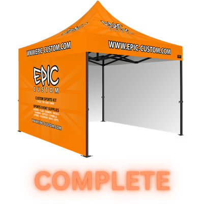 Premium Complete Package custom printed gazebo with printed canopy and three full-height branded walls for UK events.
