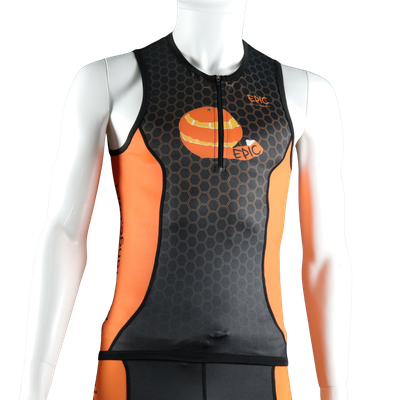 Epic Premium custom sprint triathlon top front view with fast-wicking Tri-Skin compression fabric and lightweight race fit.