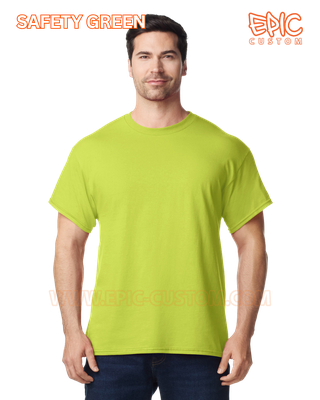Custom printed premium cotton t-shirt colour safety green