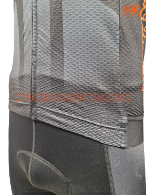 Custom printed WorldTour WAFFLE Aero cycle jersey front comfort waist designed for close athletic fit.