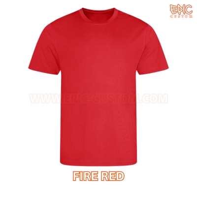 Custom printed sports t-shirt colour fire red