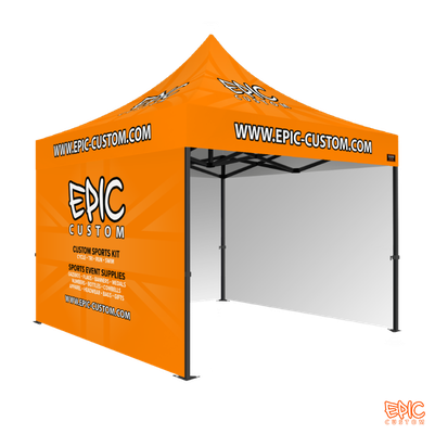 Complete Package 3x3m custom printed gazebo for Epic Custom with anodised black frame, fully waterproof and BS 7837:1996 fire rated.