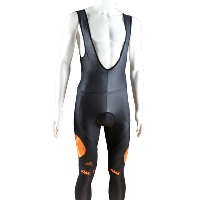 Custom printed Roubaix thermal bib tights front view with warm breathable fabric for cooler cycling conditions.