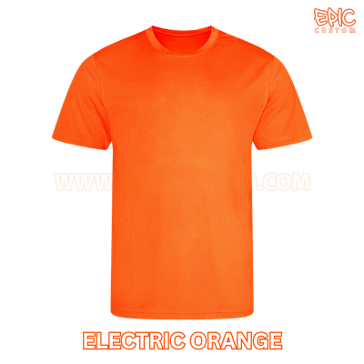 Custom printed youth sports t-shirt colour electric orange