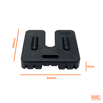 Epic Custom 12kg interlocking rubber gazebo leg weight plate with carry handles and 300mm x 300mm footprint