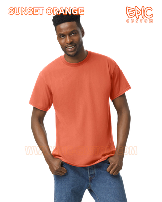 Custom printed premium cotton t-shirt colour sunset orange