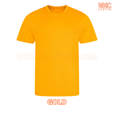 Custom printed sports t-shirt colour gold